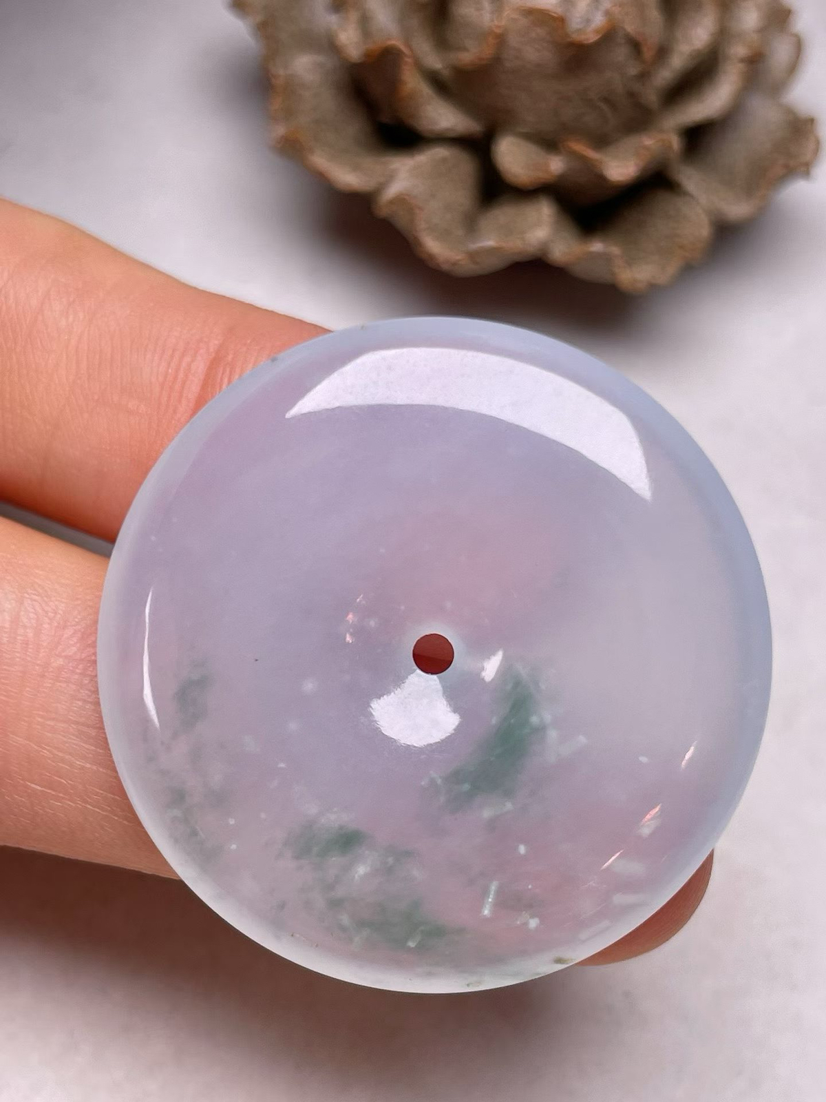 冰种飘花【平安扣】吊坠，种水好，玉质细腻 ，卖相好‘