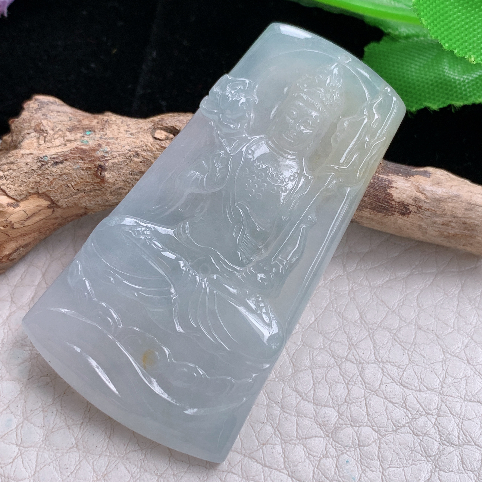 lz实拍53.8*30*5.2天然缅甸翡翠立体生肖守护神 虚空藏玉吊坠 玉挂件