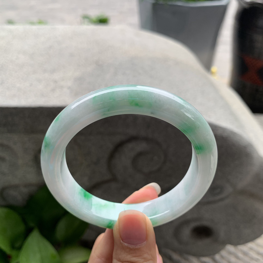 圈口56.6-12.5-9 【飘绿正圈手镯】正圈56 57可戴