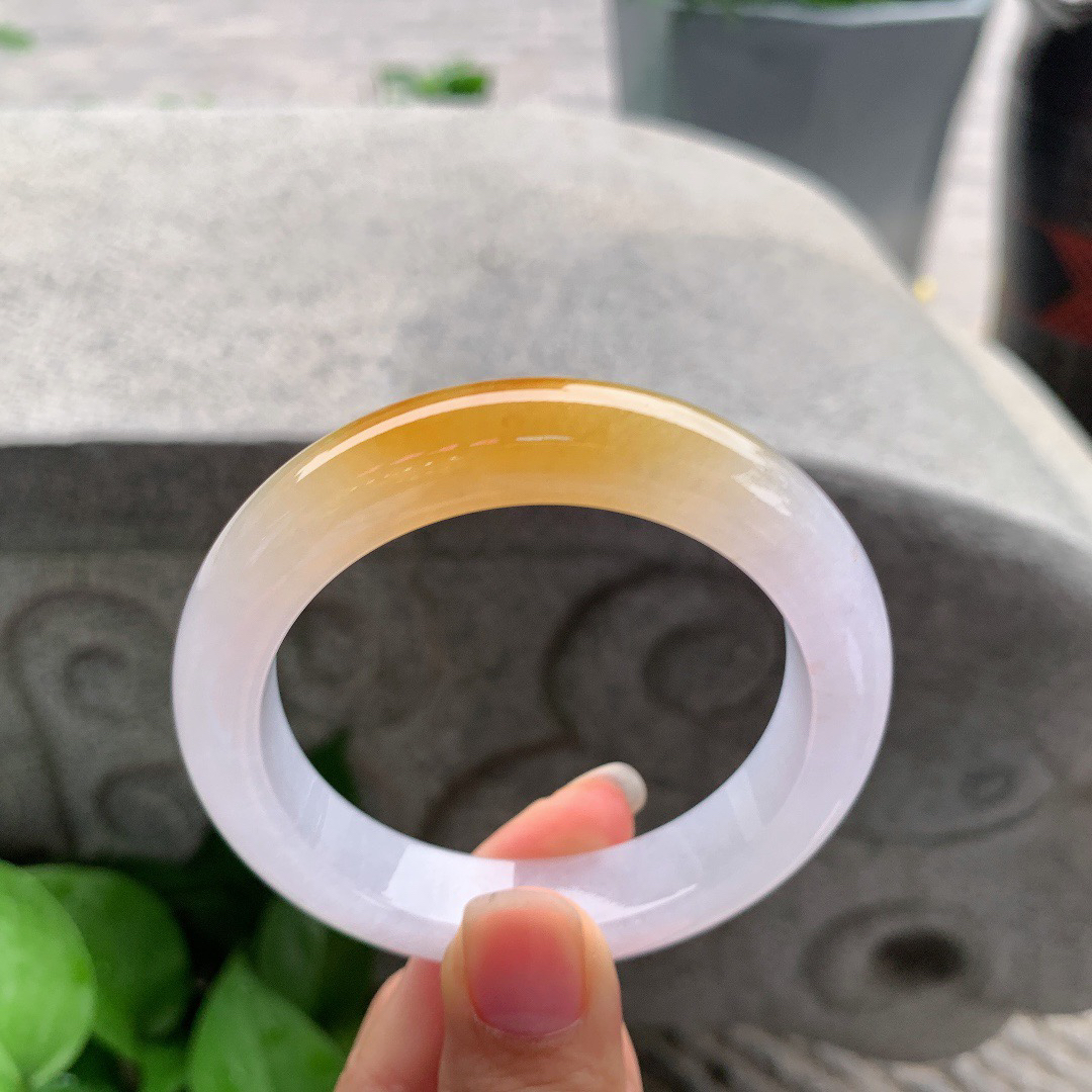 小圈口53.3-12.3-9.1 【冰黄翡正圈手镯】正圈53 54可戴