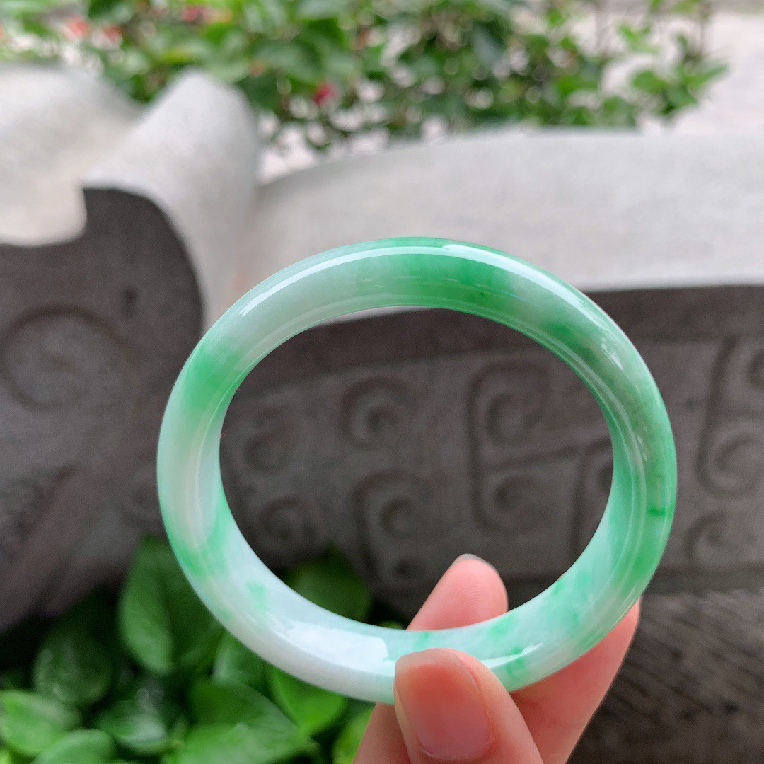 小圈口53.6-12.3-7.1 【飘辣绿正圈手镯】正圈53 54可戴