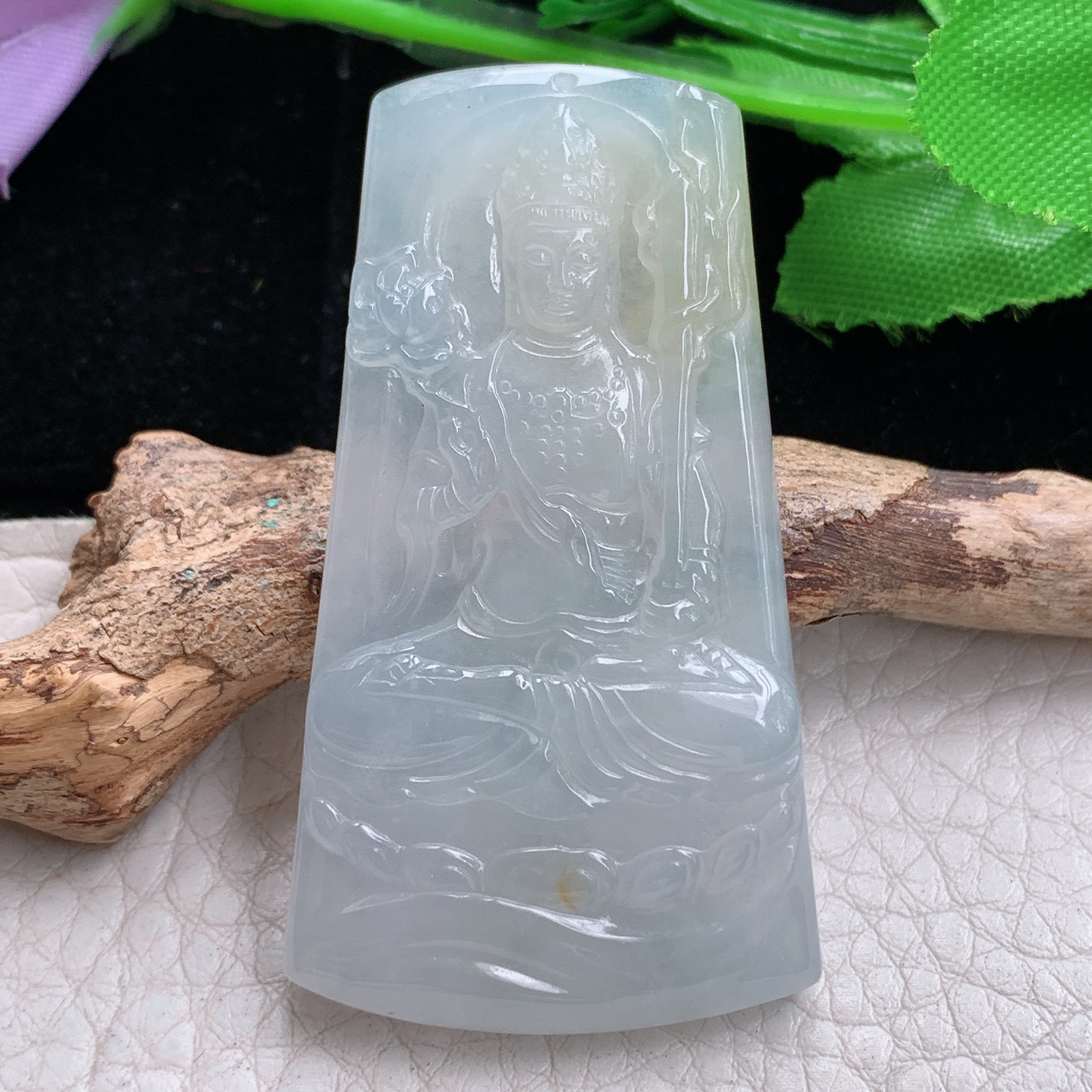 lz实拍53.8*30*5.2天然缅甸翡翠立体生肖守护神 虚空藏玉吊坠 玉挂件