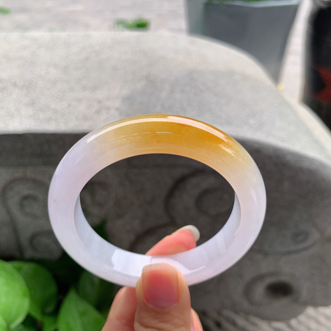 小圈口53.3-12.3-9.1 【冰黄翡正圈手镯】正圈53 54可戴