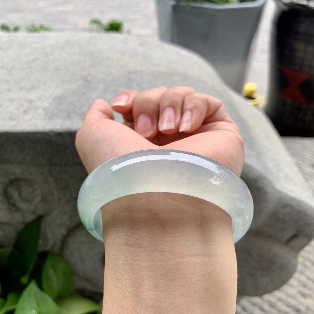 宽版大圈口58-17.6-8.6 【高冰飘花正圈手镯】正圈58 59可戴