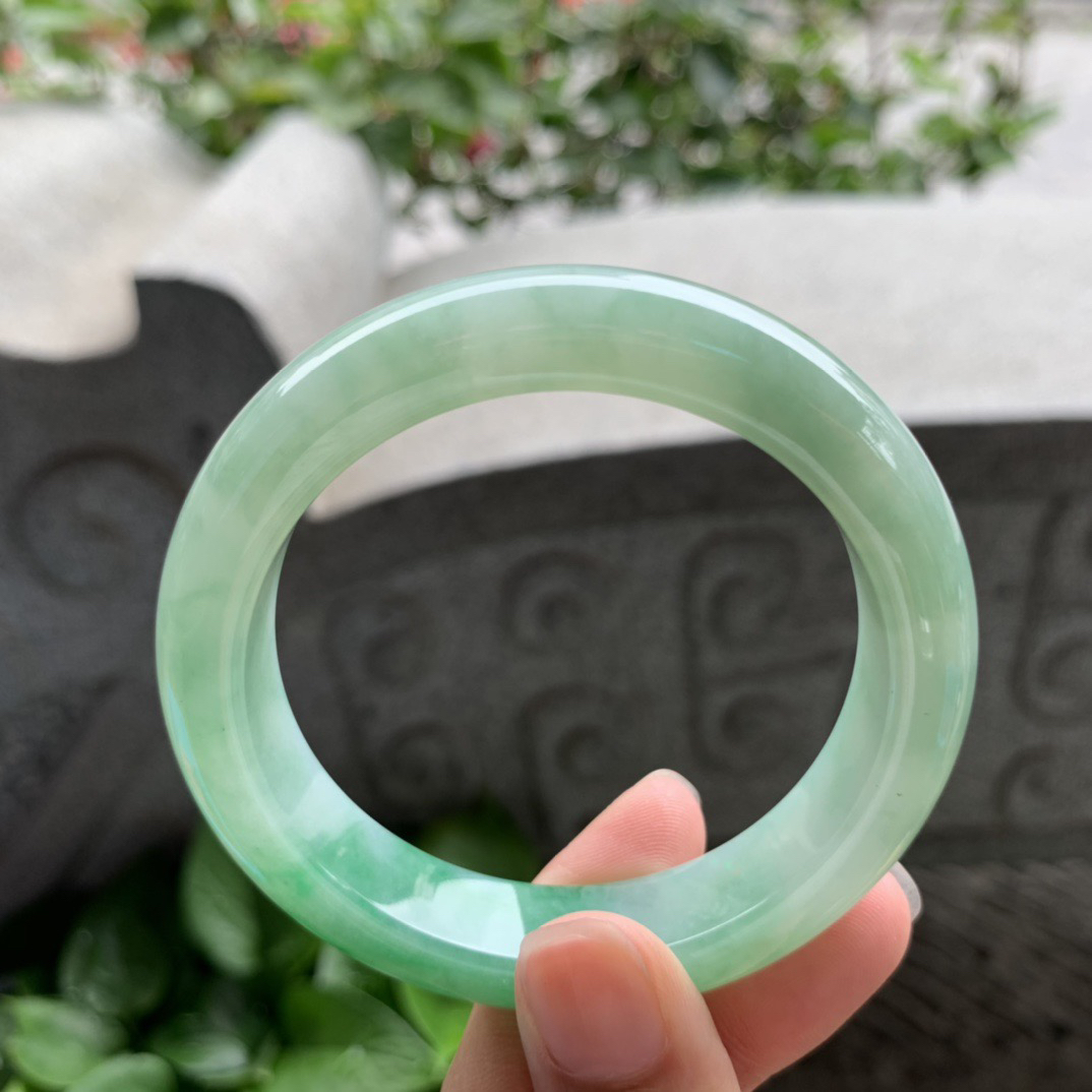 小圈口53.2-12.3-8.9 【芙蓉绿正圈手镯】正圈53 54可戴