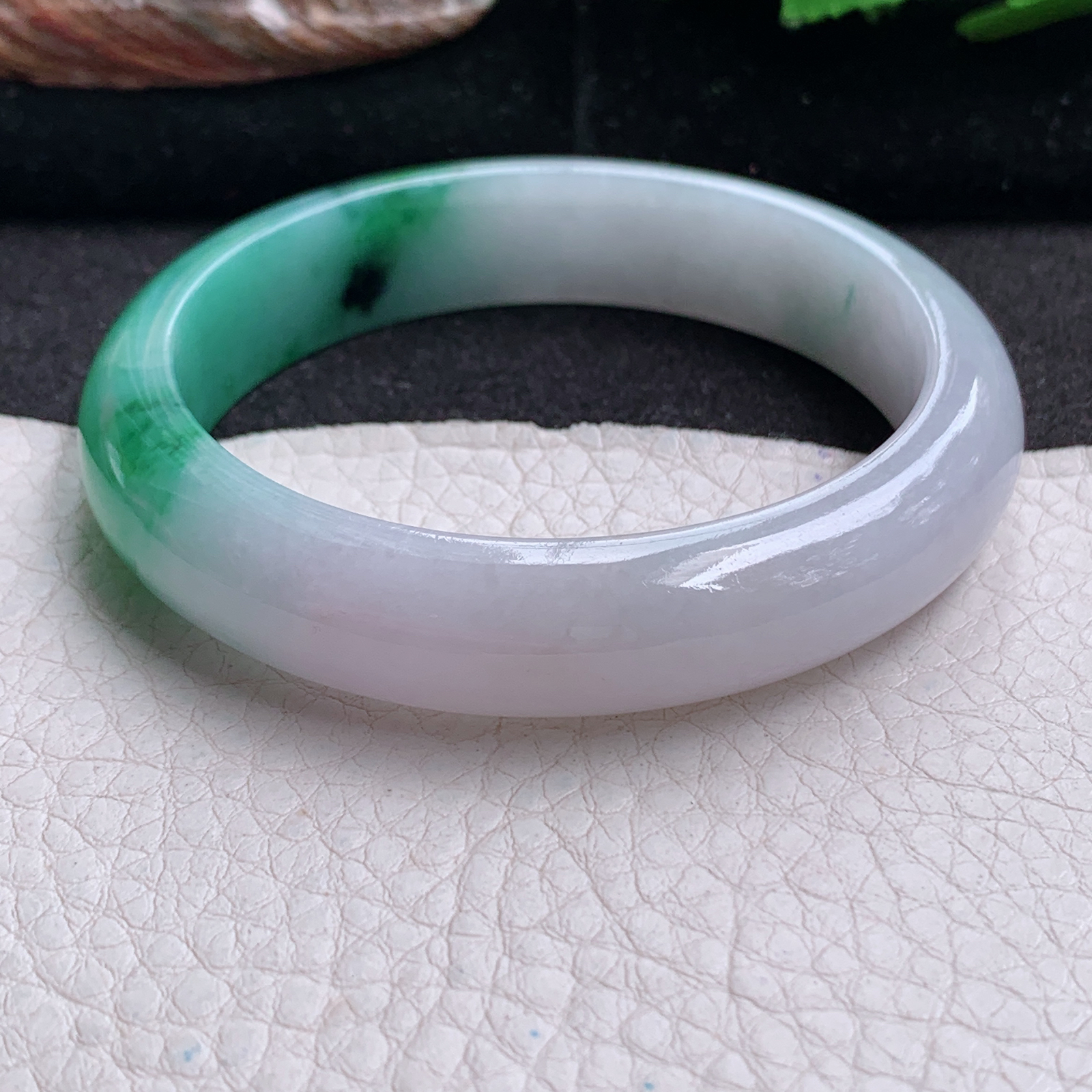 hy实拍55.5*12.7*5招财镯 天然缅甸翡翠a货手镯半山水正圈玉镯子