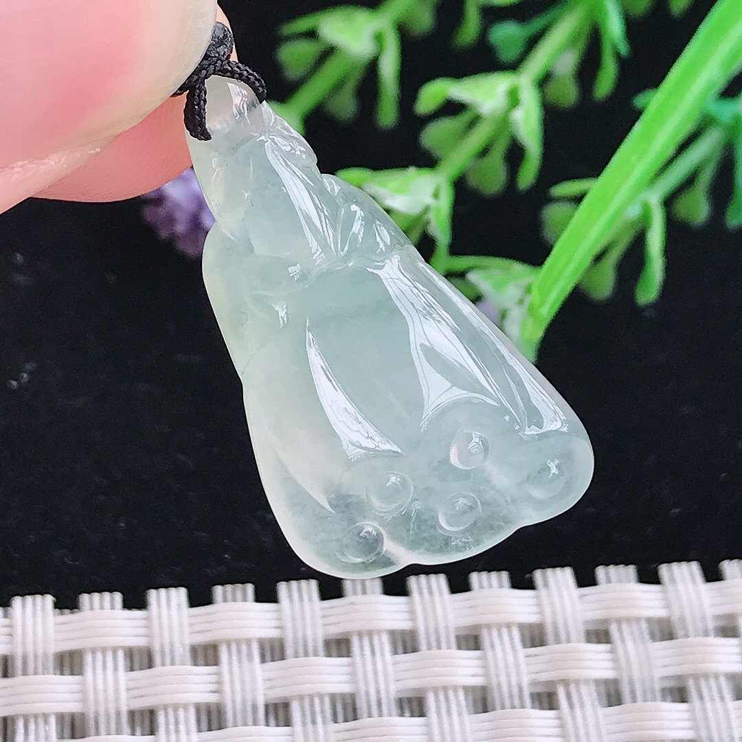 实拍A货翡翠30/17.2/7.3老坑冰胶果冻冰晴莲蓬吊坠翡翠玉坠