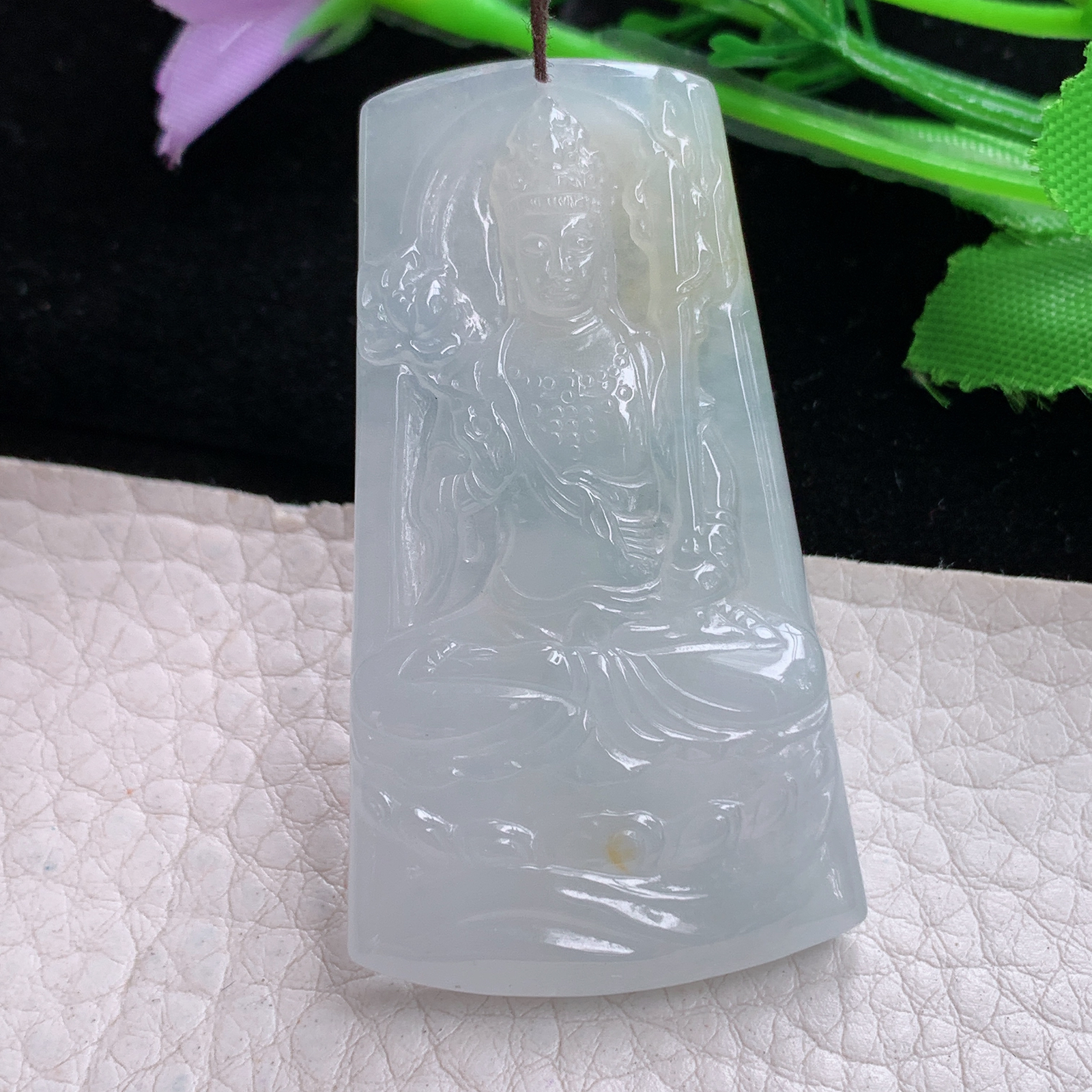 lz实拍53.8*30*5.2天然缅甸翡翠立体生肖守护神 虚空藏玉吊坠 玉挂件
