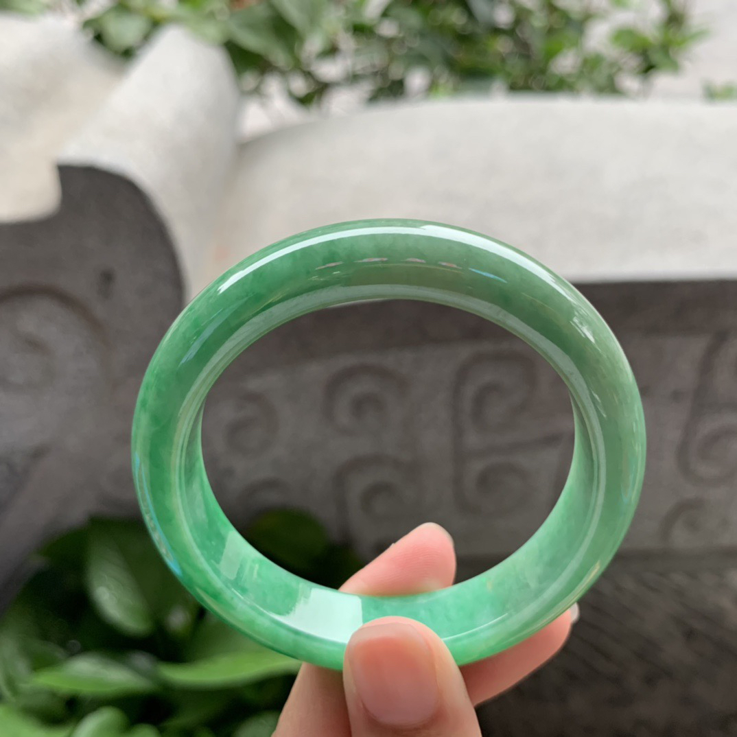 小圈口 52.6-12-8.1【满绿正圈手镯】正圈52 53可戴