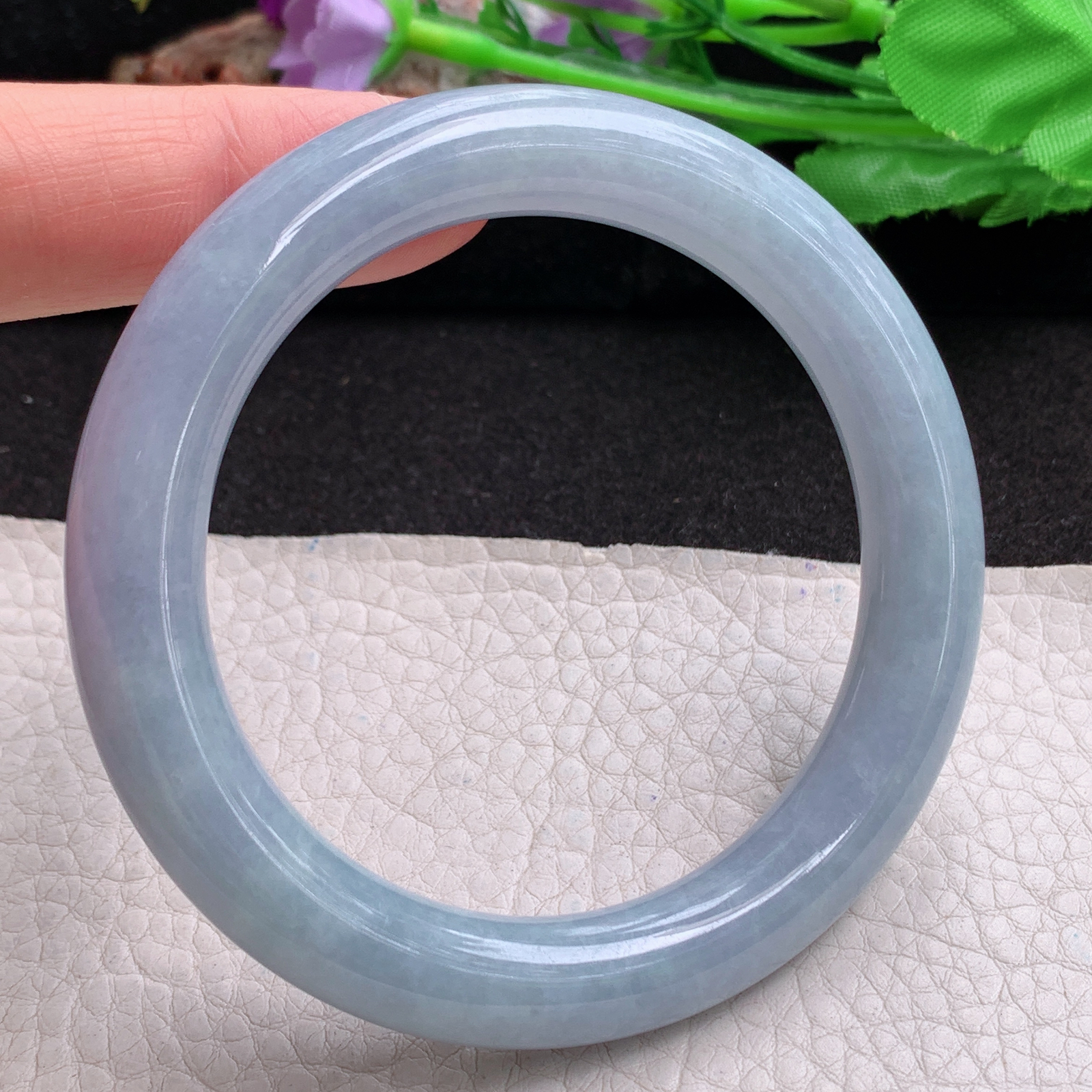 hy实拍55.5*10.4*10美人镯 天然缅甸翡翠a货手镯紫罗兰圆条正圈玉镯子