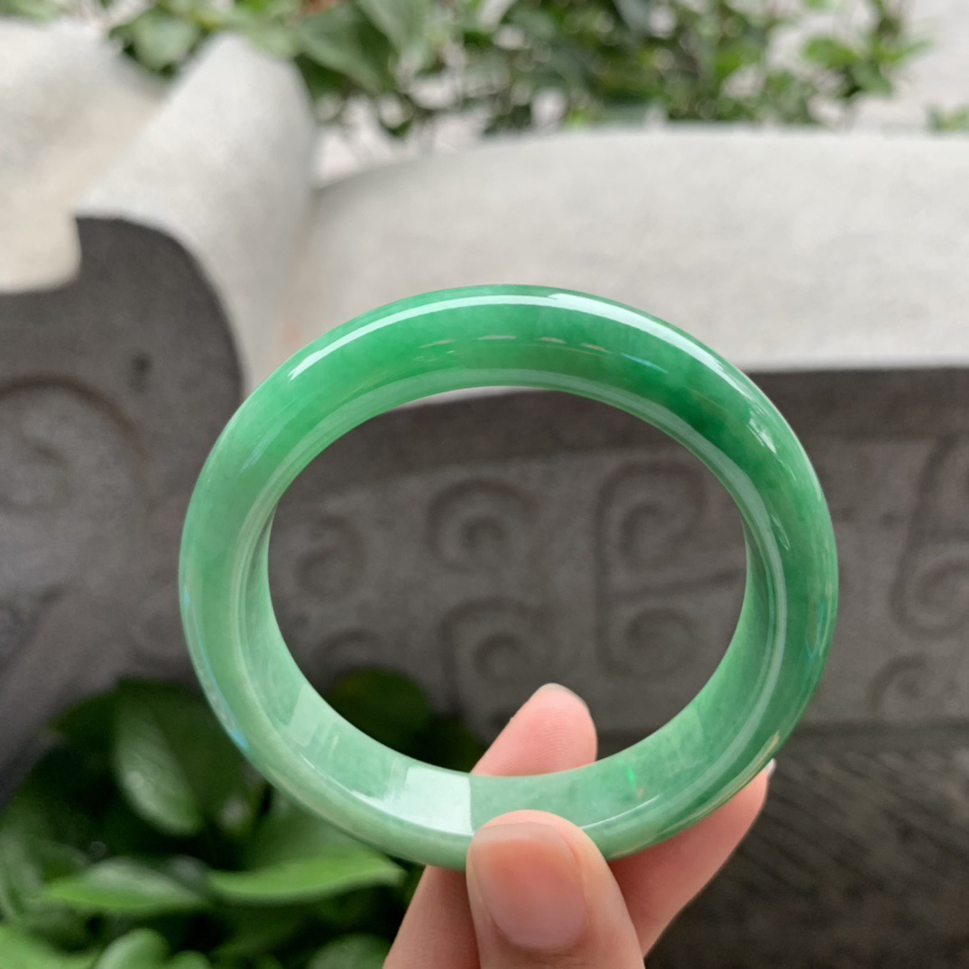 小圈口 52.6-12-8.1【满绿正圈手镯】正圈52 53可戴