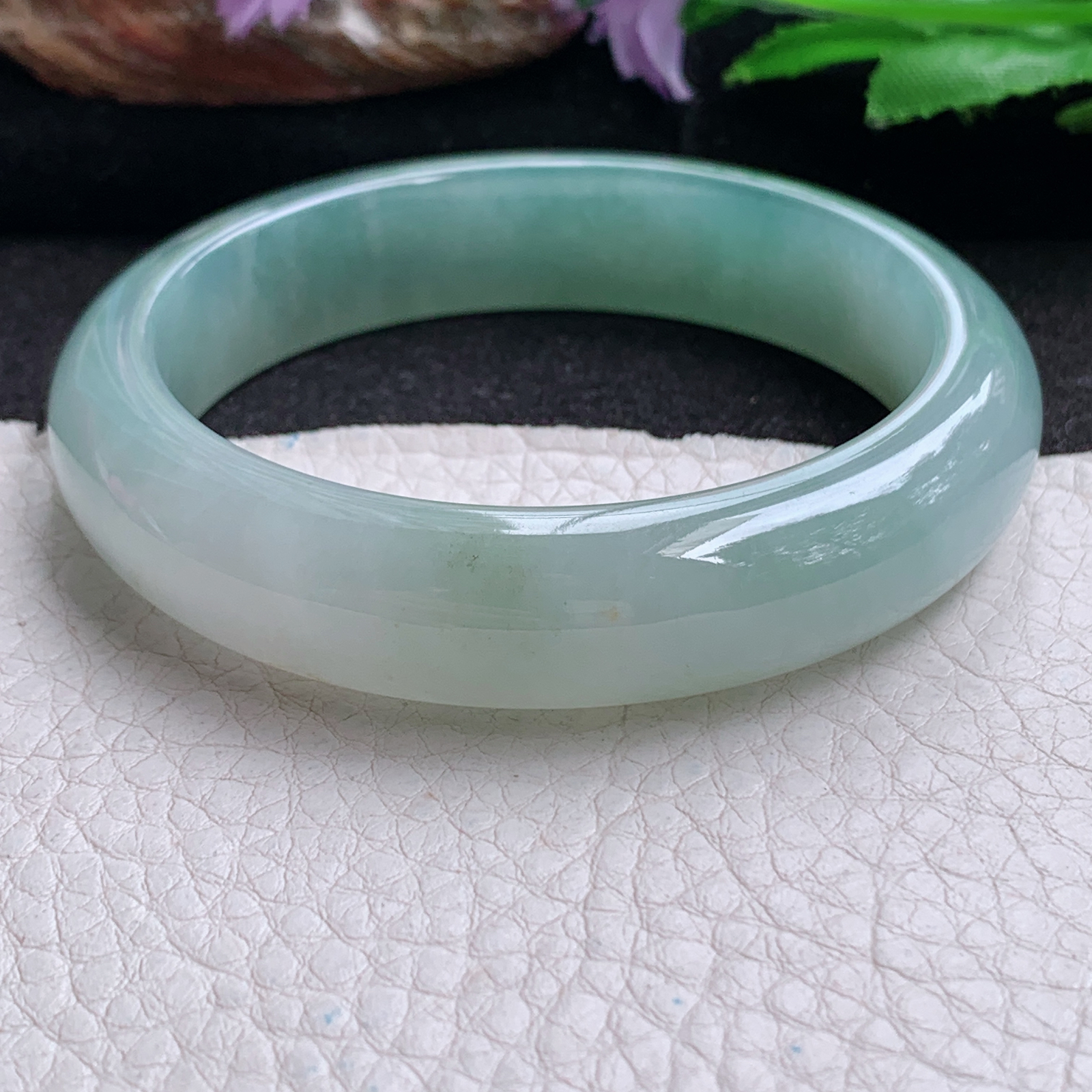 p实拍57*13.6*8.5平安镯 天然缅甸翡翠a货手镯冰晴正圈玉镯子