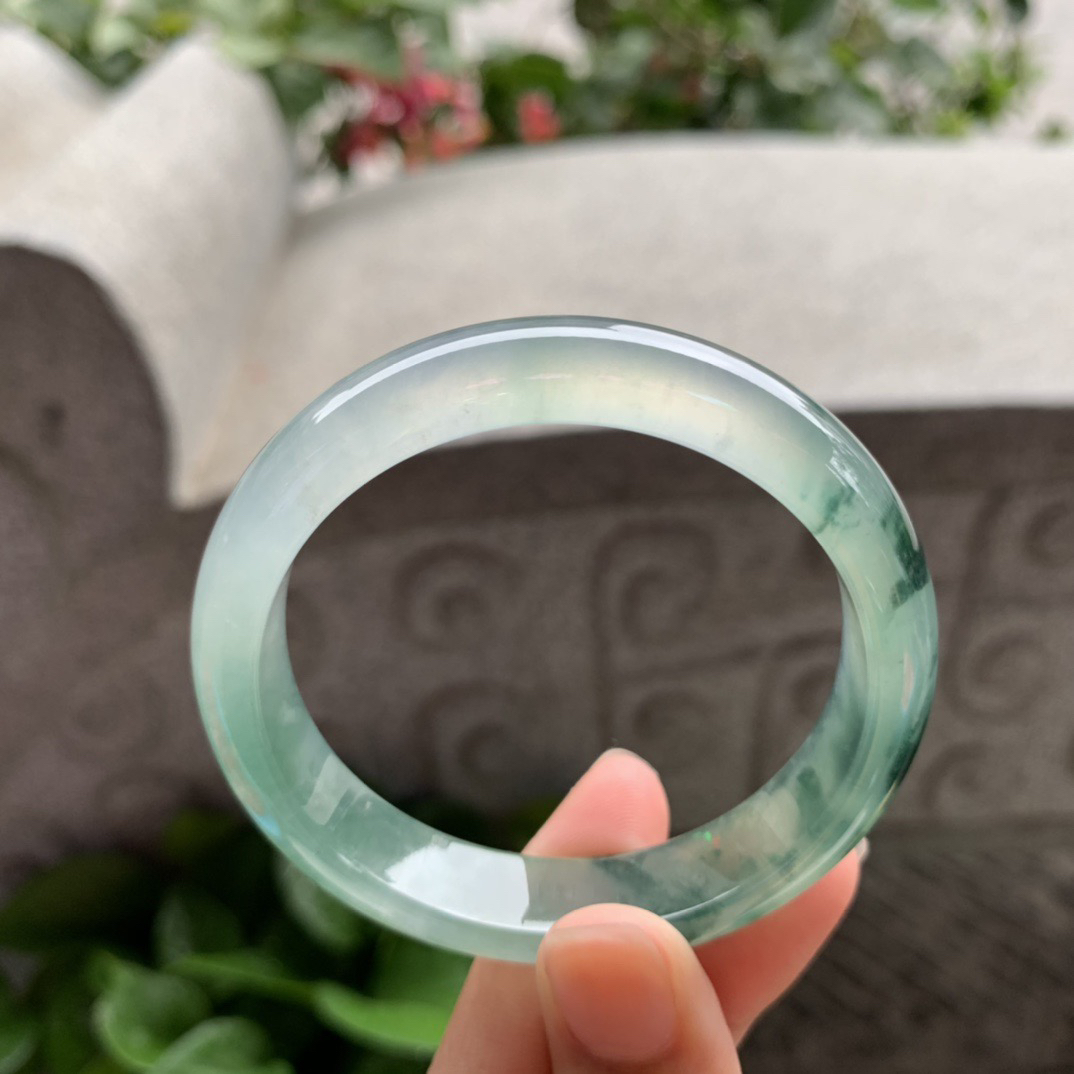 小圈口 51.8-11.5-6.9【高冰飘花正圈手镯】正圈51 52可戴