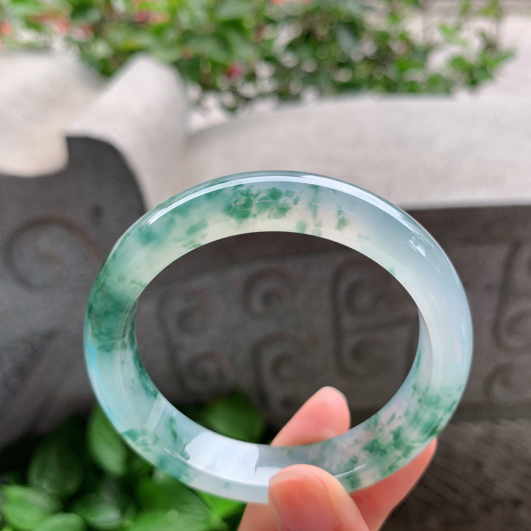 圈口 56.3-12.8-8.3【高冰飘花正圈手镯】正圈56 57可戴