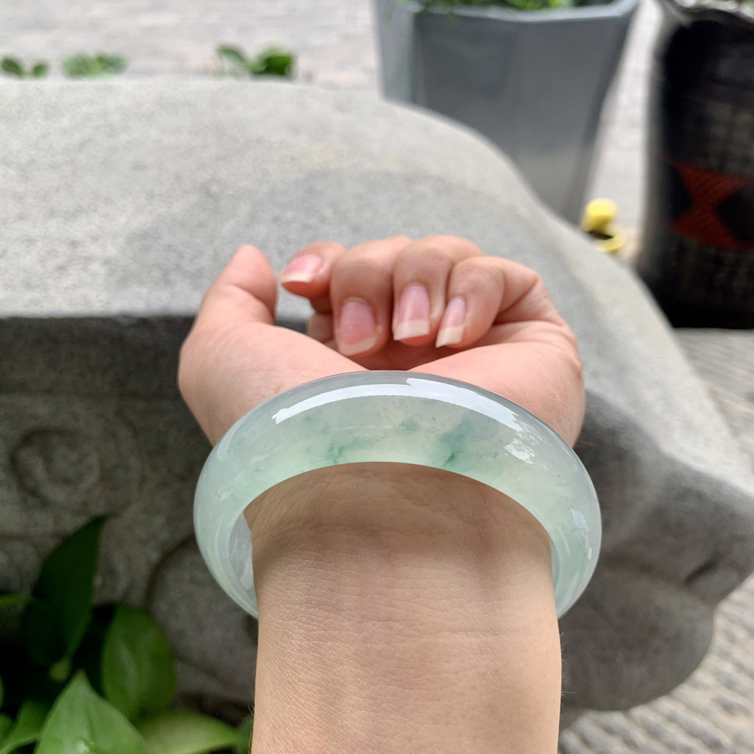 宽版大圈口58-17.6-8.6 【高冰飘花正圈手镯】正圈58 59可戴