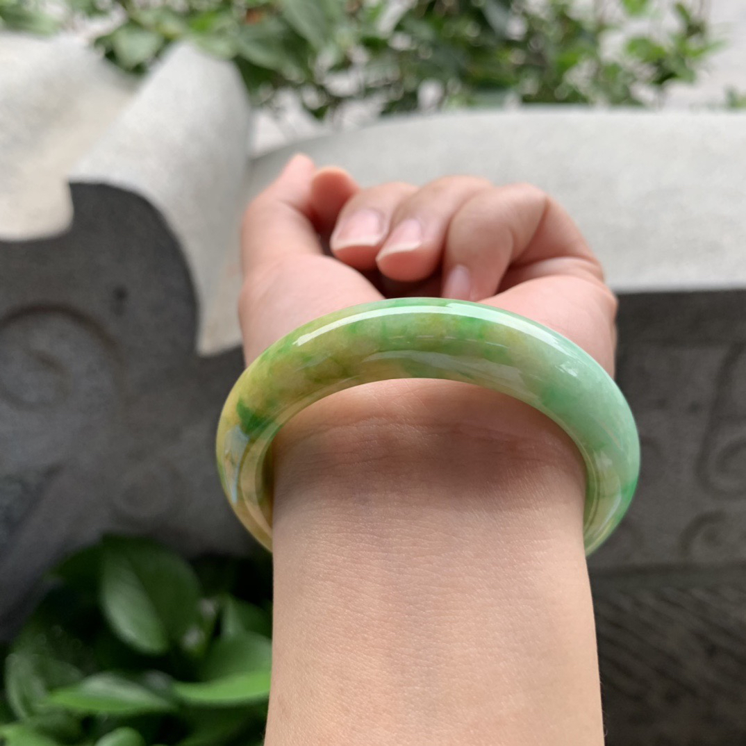 小圈口51.6-12.6-8 【黄加绿正圈手镯】正圈51 52可戴
