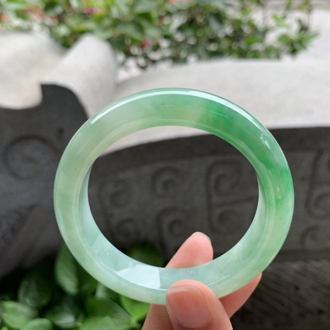 小圈口53.2-12.3-8.9 【芙蓉绿正圈手镯】正圈53 54可戴