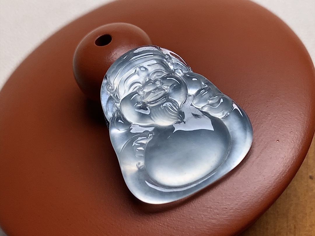 玻璃种财神爷 品质，白皙透亮，无裂，尺寸21*19.5*3.3