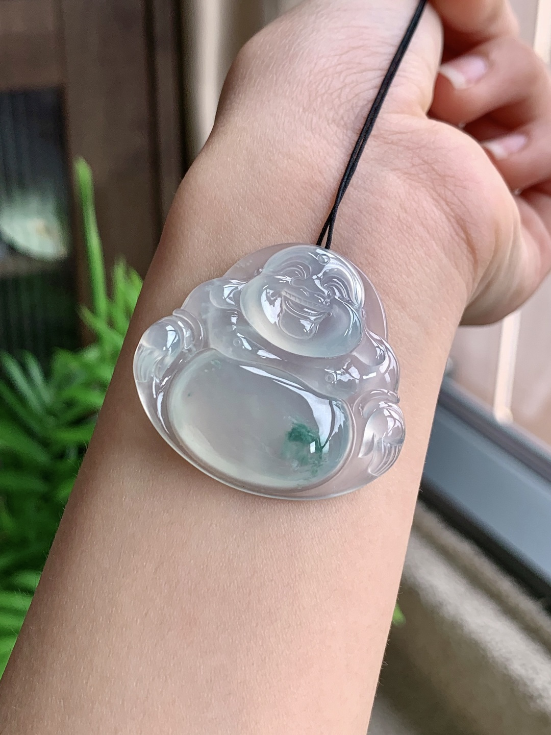 玻璃种佛公飘花佛公吊坠【说明】缅料 无裂 性比高 【尺寸】36-38.2-6.6 【重量】14.1克