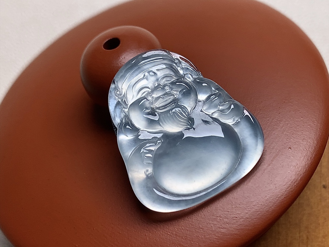 玻璃种财神爷 品质，白皙透亮，无裂，尺寸21*19.5*3.3