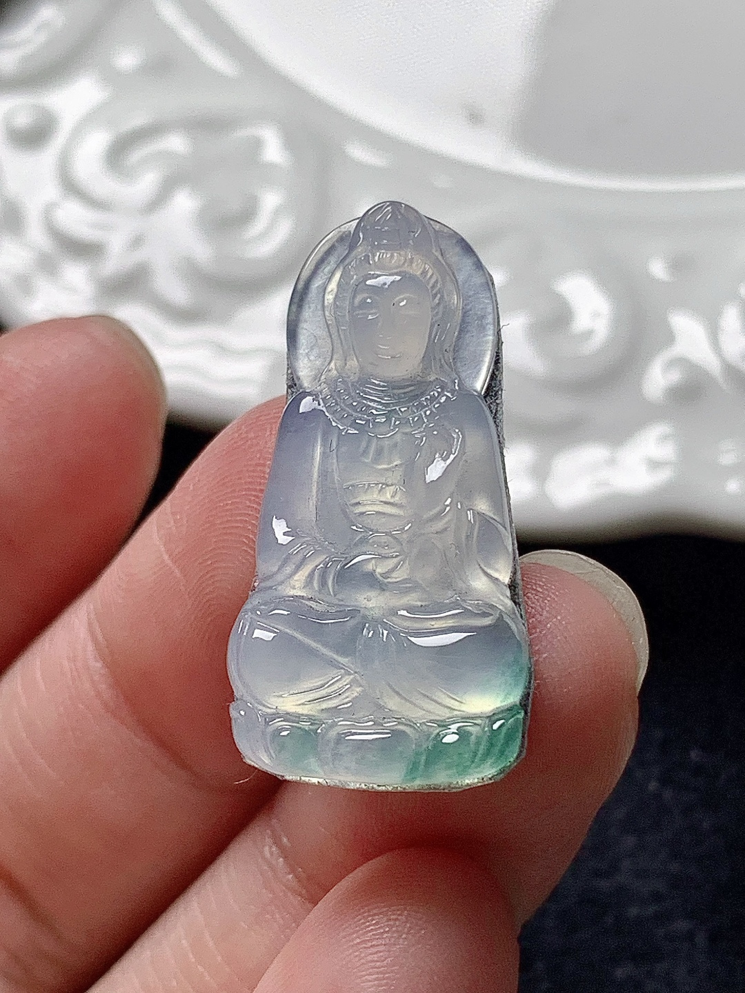 高冰飘花度母 水润种老 0413 尺寸28.3*14.1*2.9