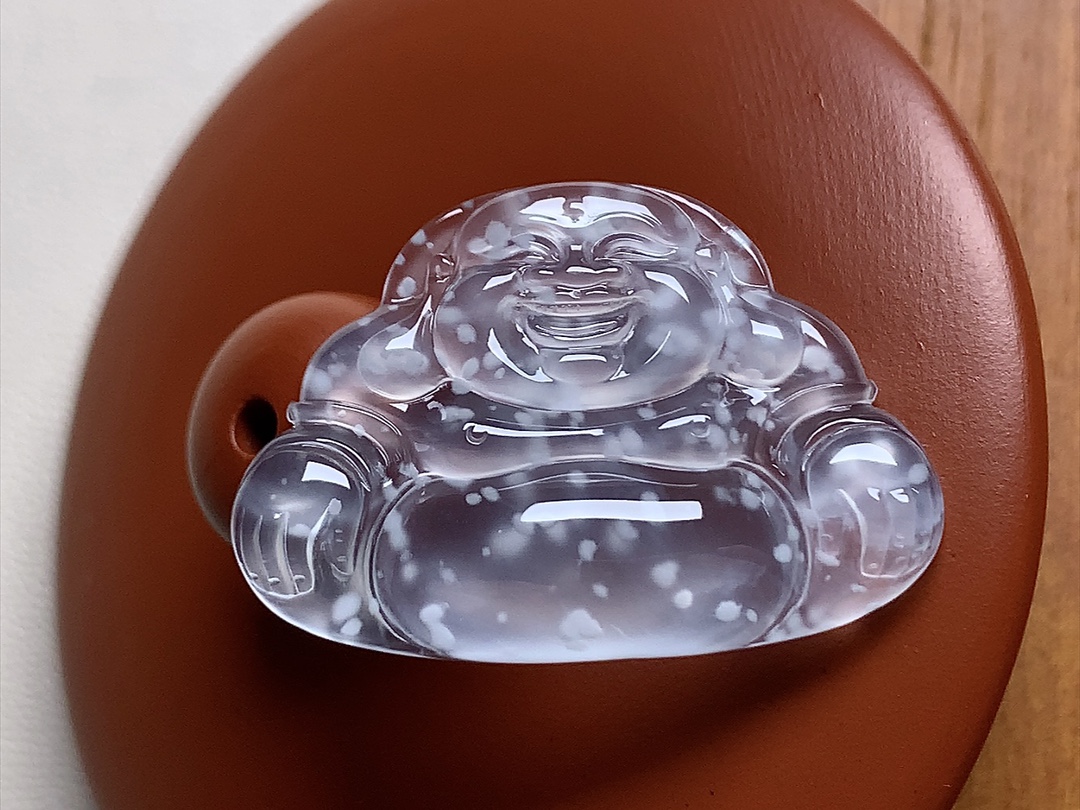 玻璃种木那佛公 白皙透亮，品质，行家货无裂尺寸28.4*19.6*4