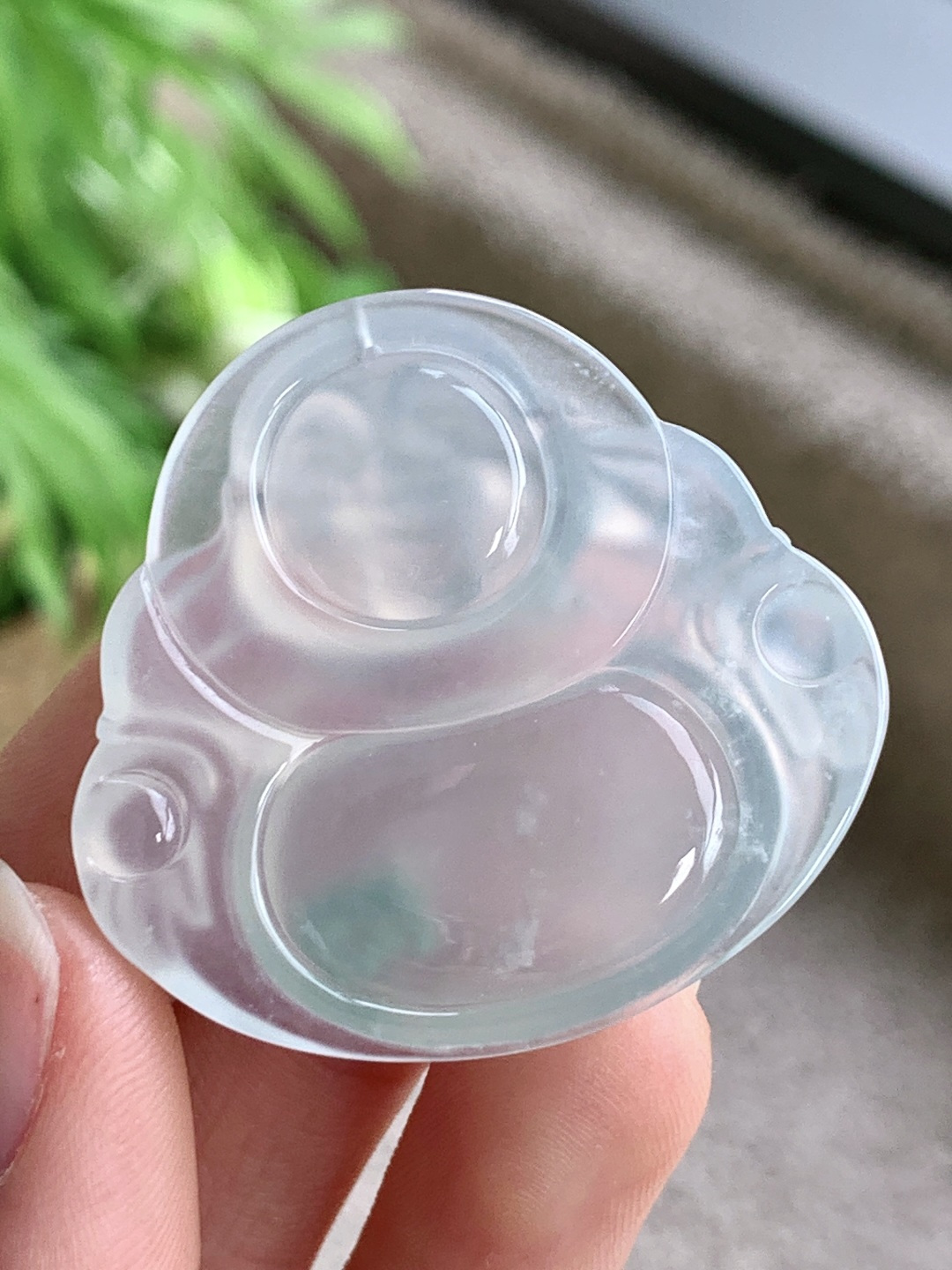 玻璃种佛公飘花佛公吊坠【说明】缅料 无裂 性比高 【尺寸】36-38.2-6.6 【重量】14.1克