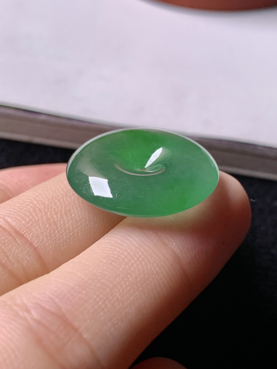 冰绿平安扣，色泽浓艳，0413尺寸20.6*4.5