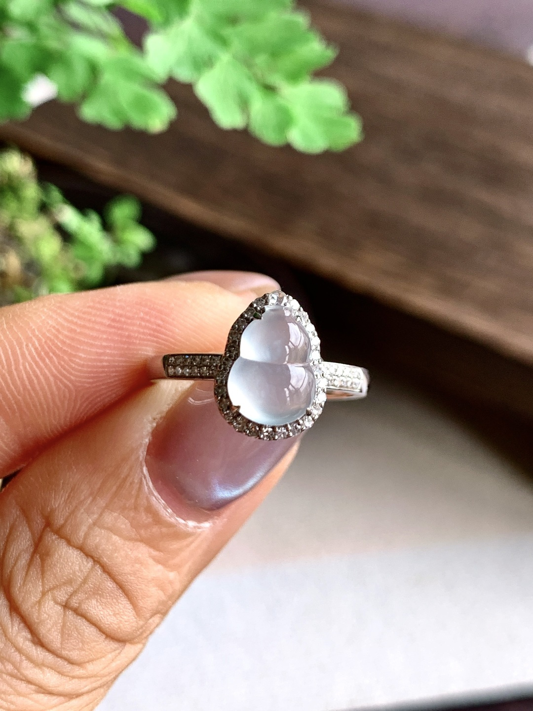 【镶嵌】️高冰葫芦戒指【说明】缅料  18k金镶嵌 性比高【整体】11.4-8.5-8【裸石】9-6.3-4.3【圈口】14号【重量】2.2克