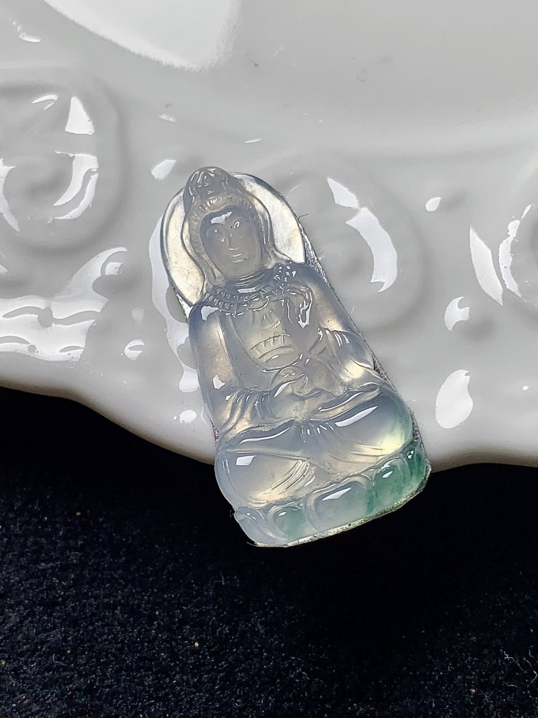 高冰飘花度母 水润种老 0413 尺寸28.3*14.1*2.9