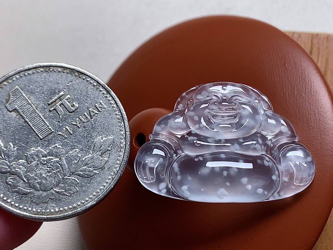 玻璃种木那佛公 白皙透亮，品质，行家货无裂尺寸28.4*19.6*4