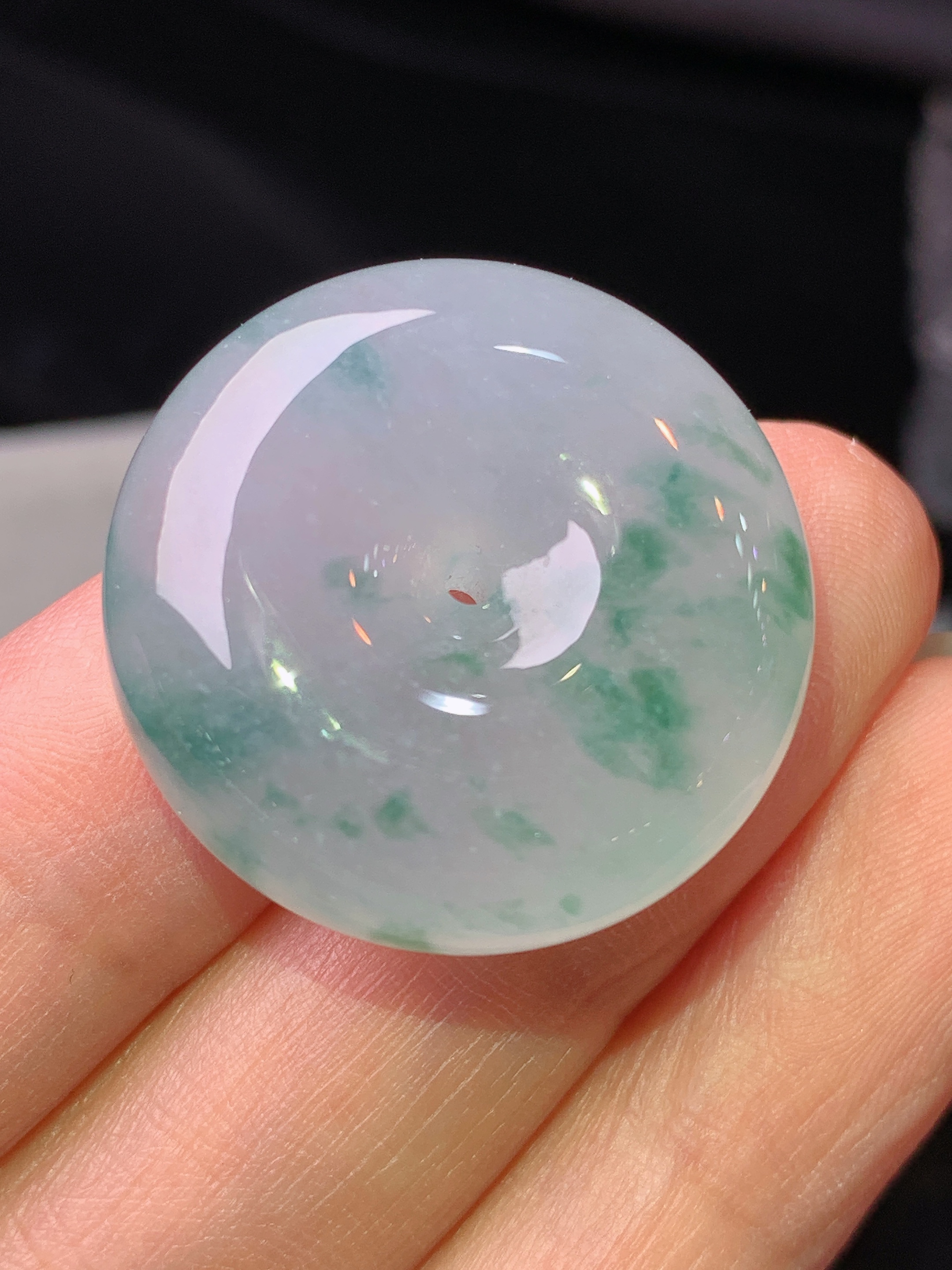 冰飘花平安扣吊坠 玉质细腻 色泽艳丽清新 水润亮眼 整体尺寸25.3*9.8m2