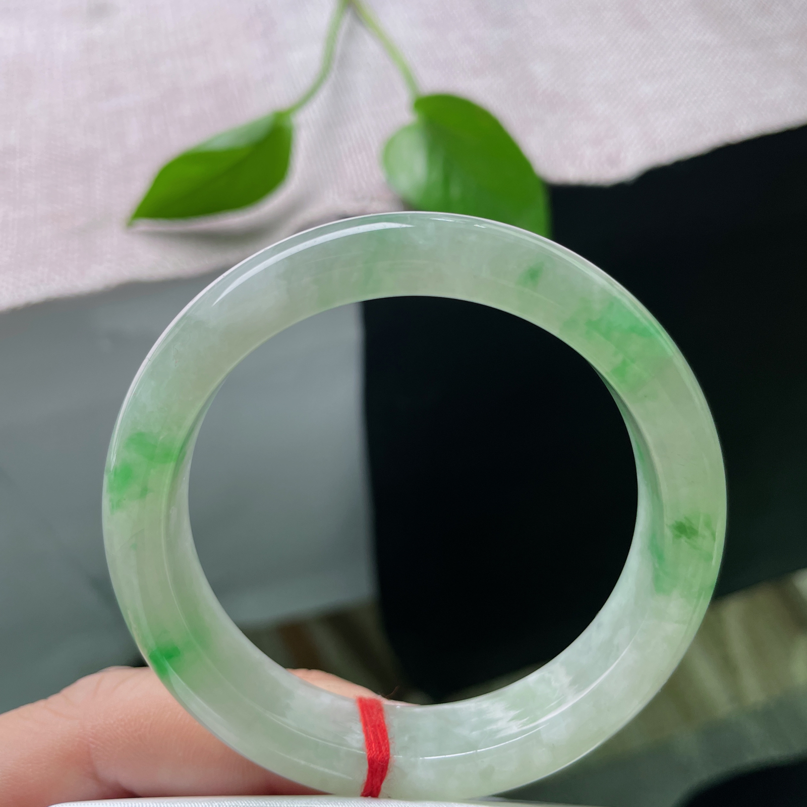 53.8/12.6/8，飘阳绿正圈，种老，晶莹剔透，翠色娇艳欲滴，晶体纹..