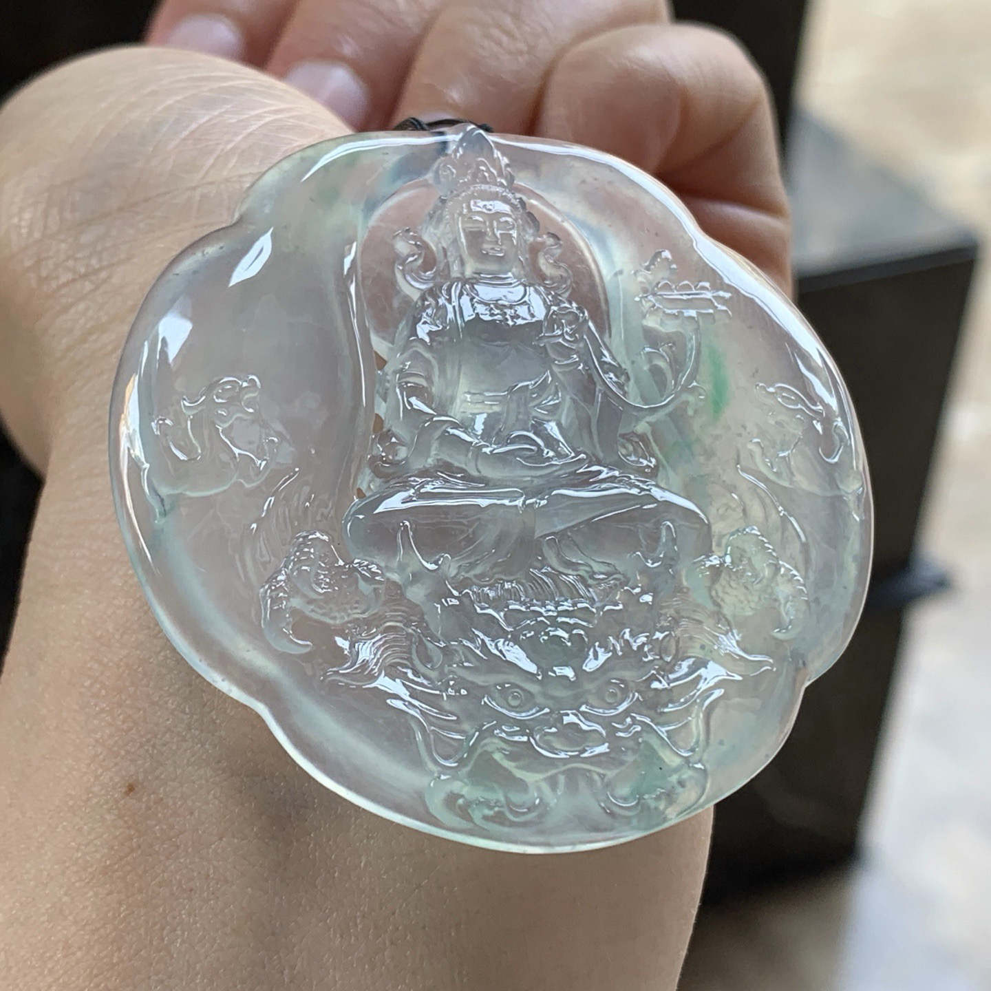 高冰飘绿乘龙观音^_^冰透 种水好