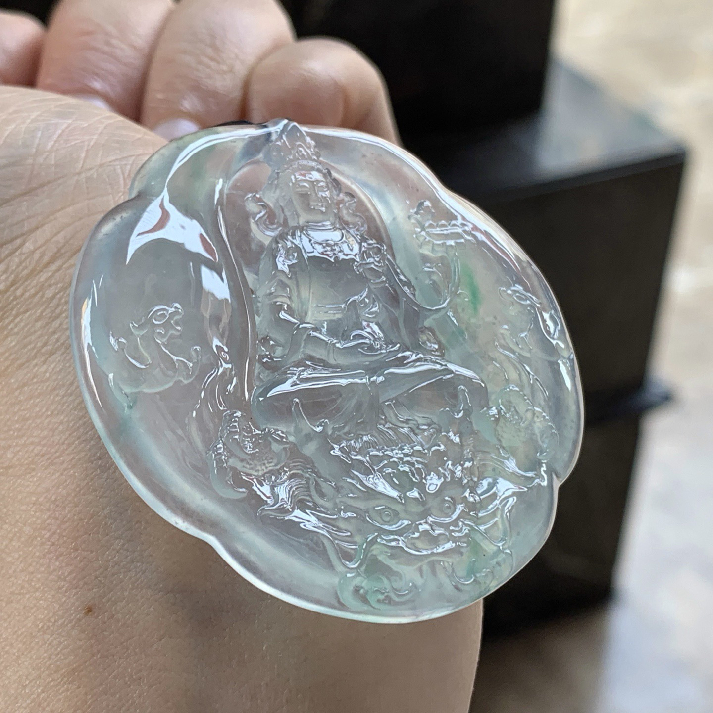 高冰飘绿乘龙观音^_^冰透 种水好