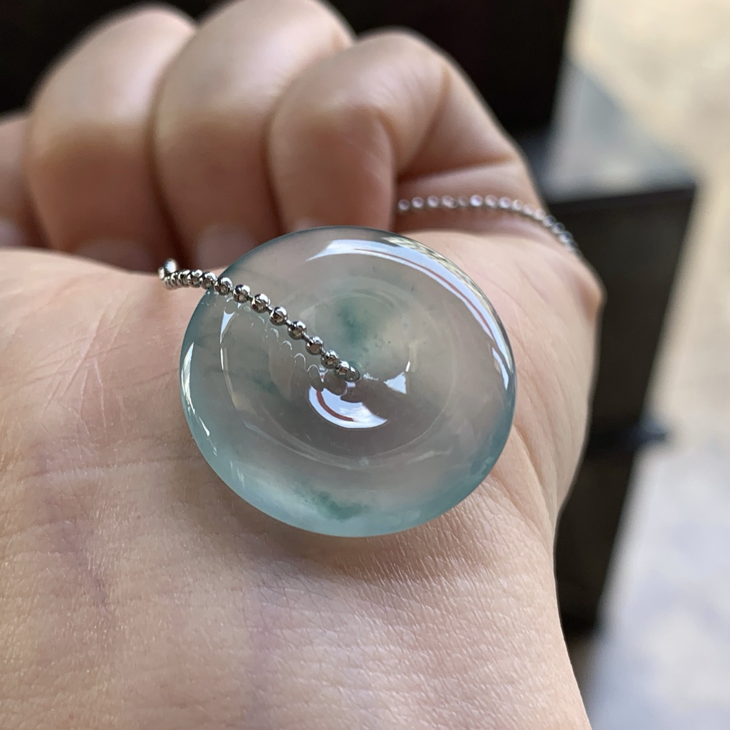 冰蓝花平安扣^_^冰透