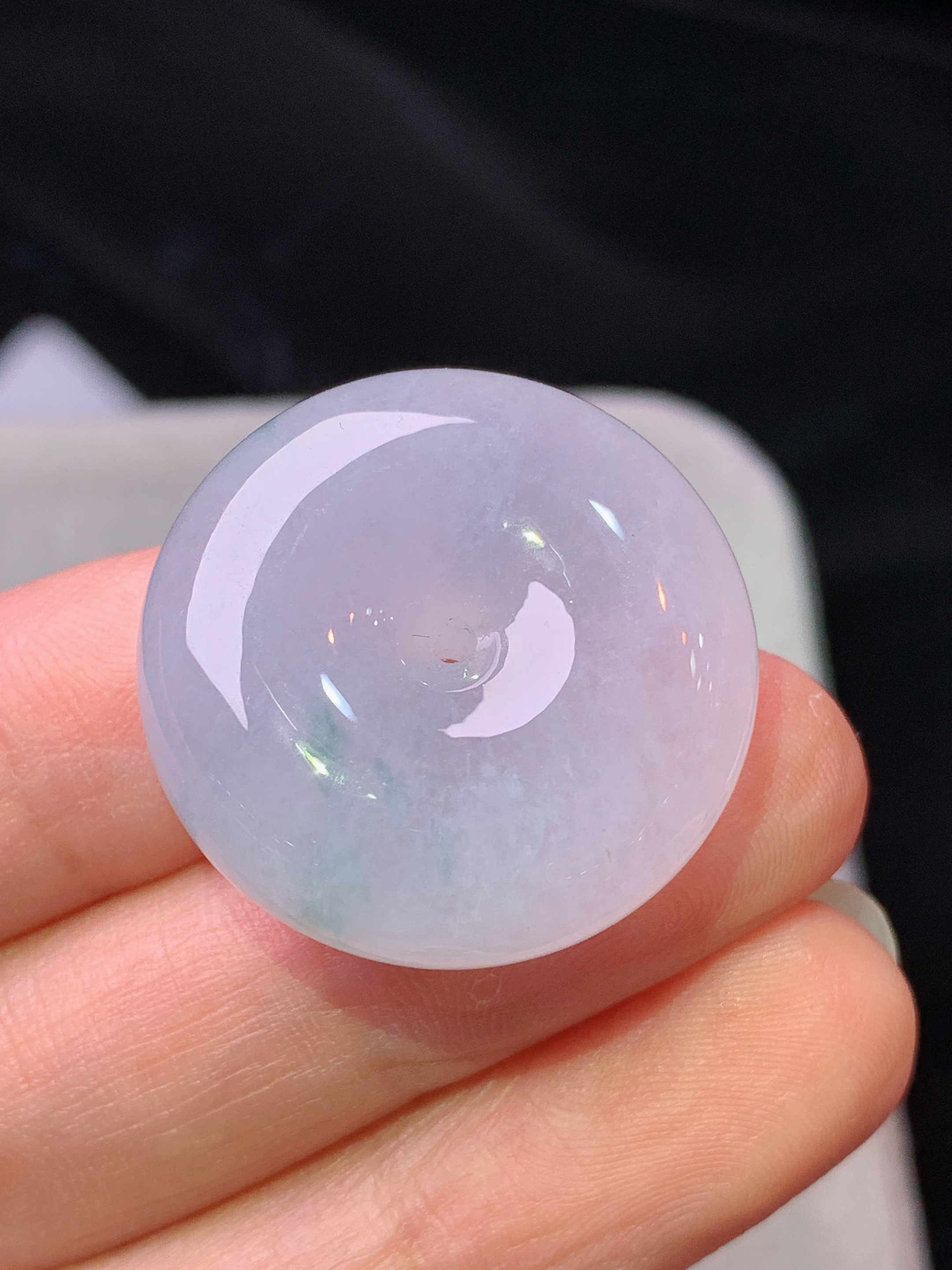 淡紫罗兰飘花平安扣吊坠 玉质细腻 色泽艳丽清新 水润亮眼 整体尺寸25.3*9.6m2