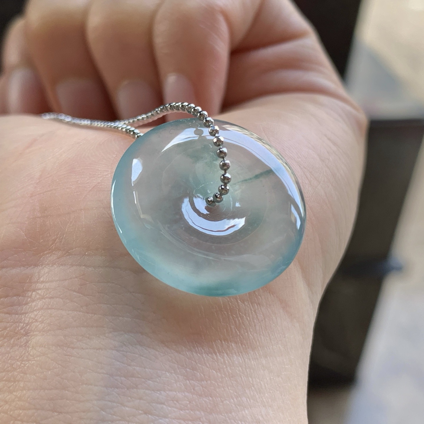 冰蓝花平安扣^_^冰透