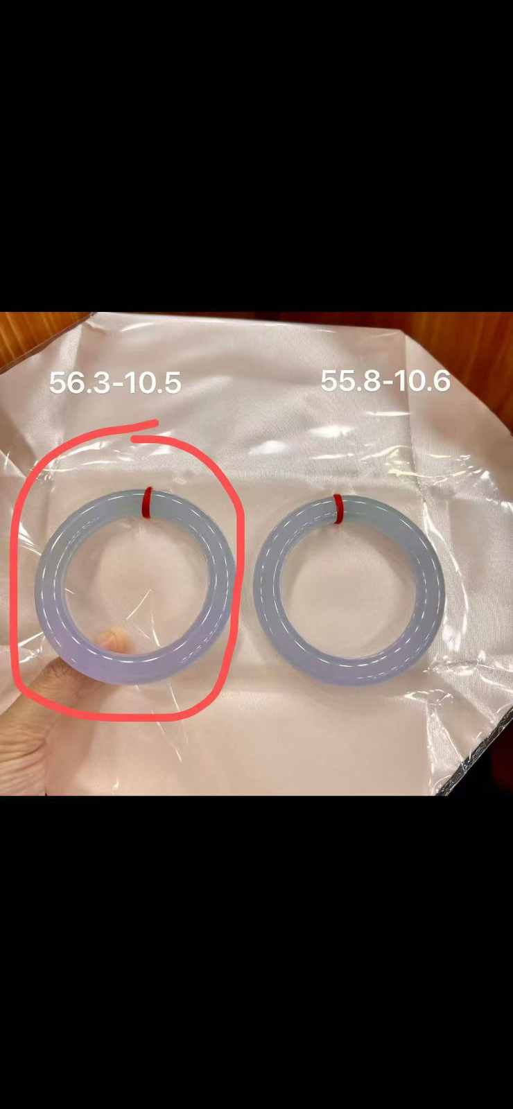 春彩圆条手镯，圈起来这款，尺寸56.3-10.5