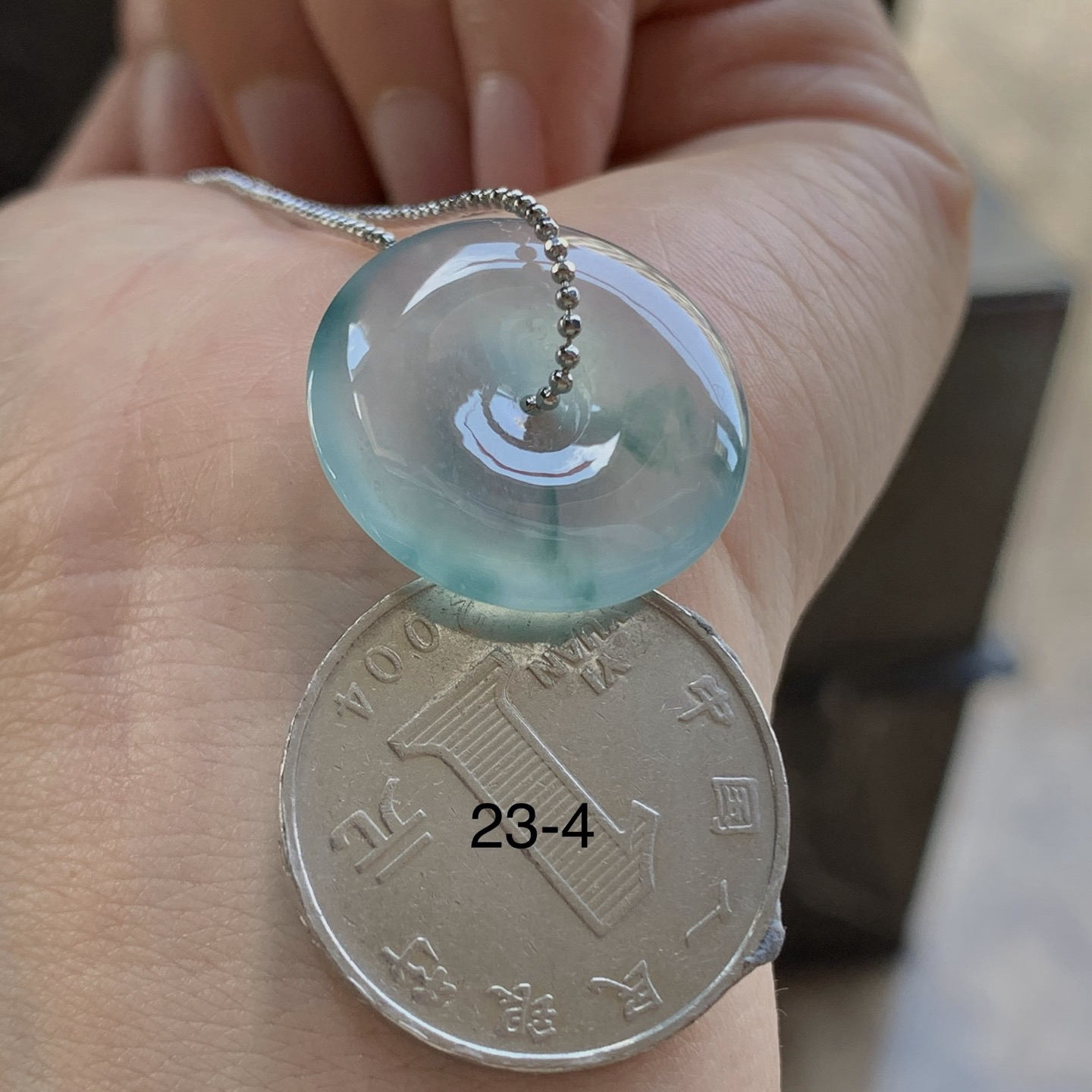 冰蓝花平安扣^_^冰透