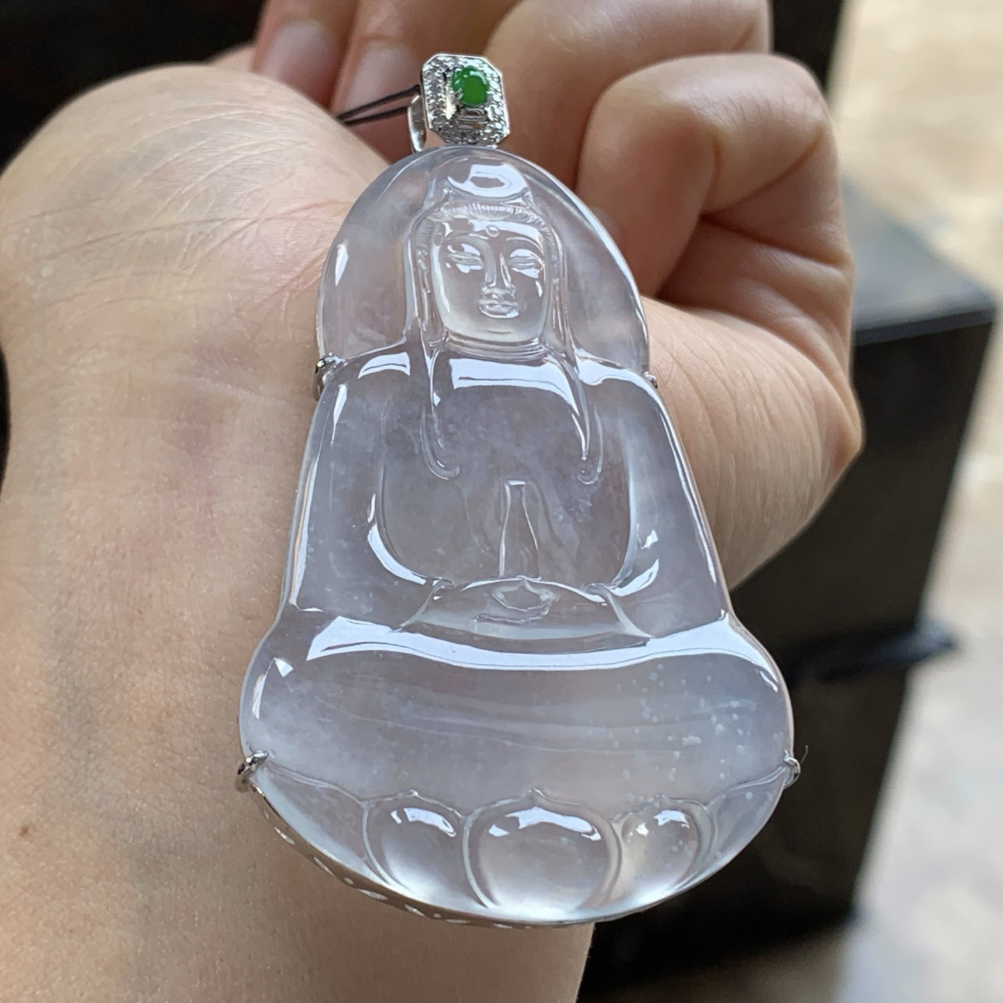 金钻镶嵌冰种观音^_^冰透