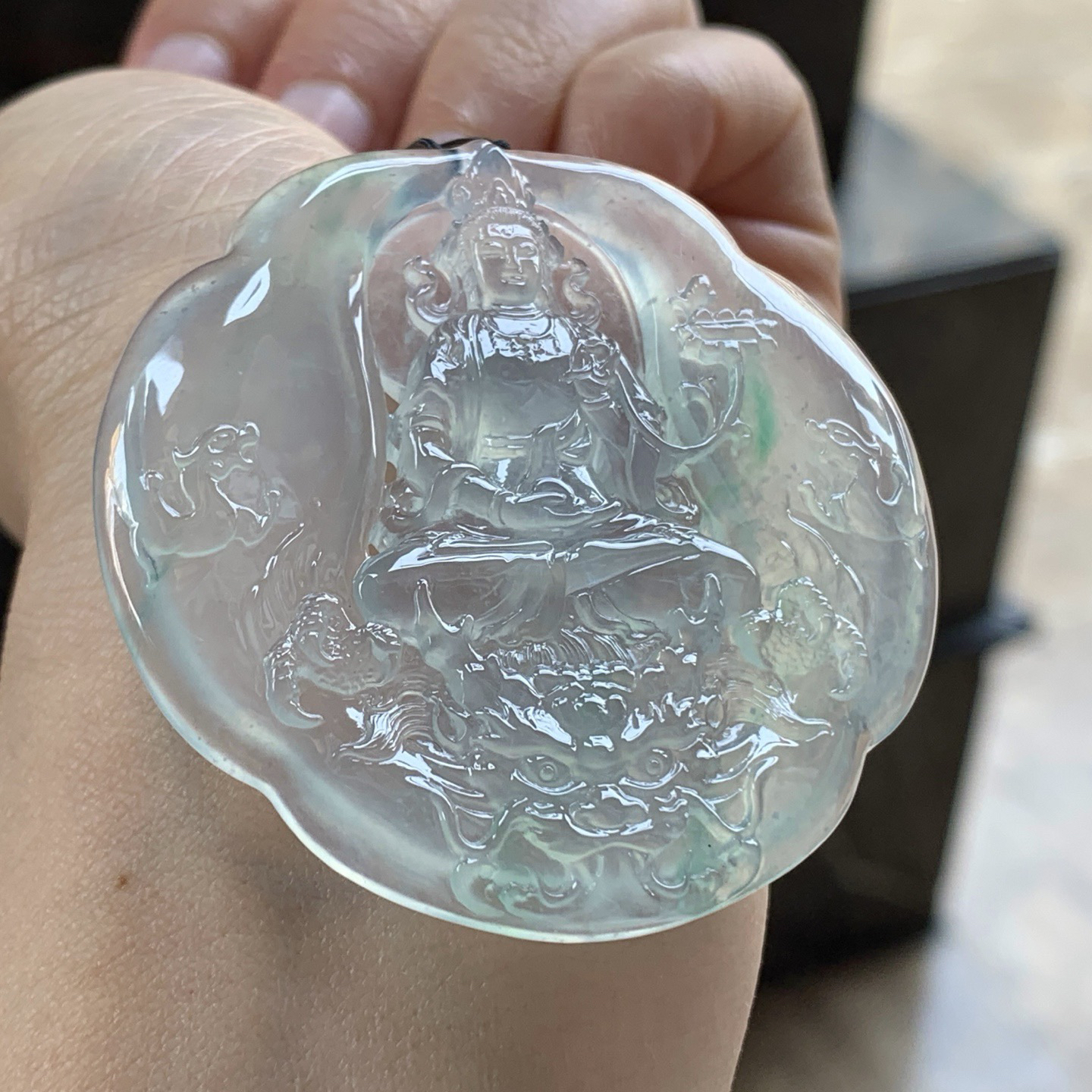 高冰飘绿乘龙观音^_^冰透 种水好