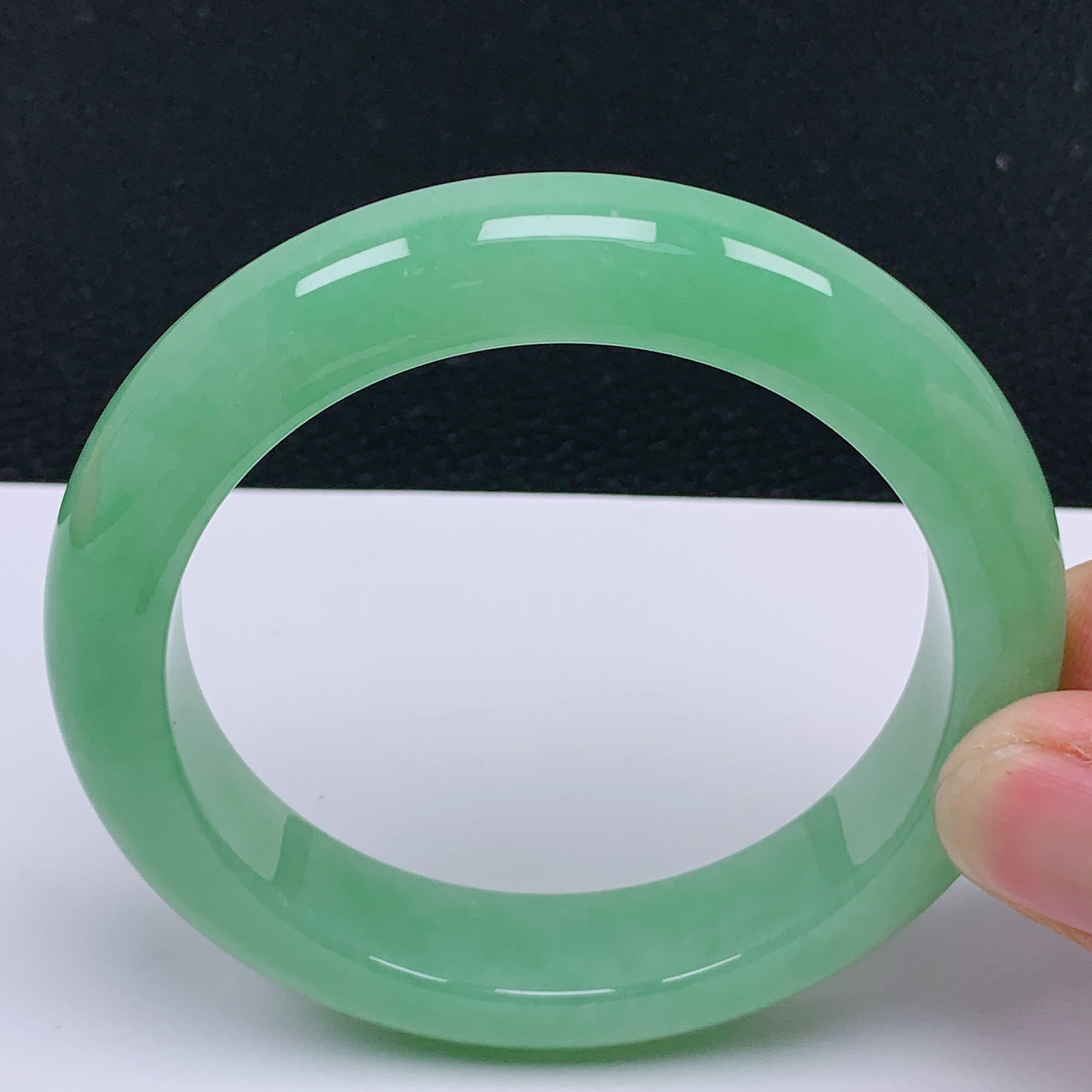 【超低价放漏】圈口55 天然翡翠老坑冰润满绿果绿色正圈手镯 尺寸55*12.6*9.2mm