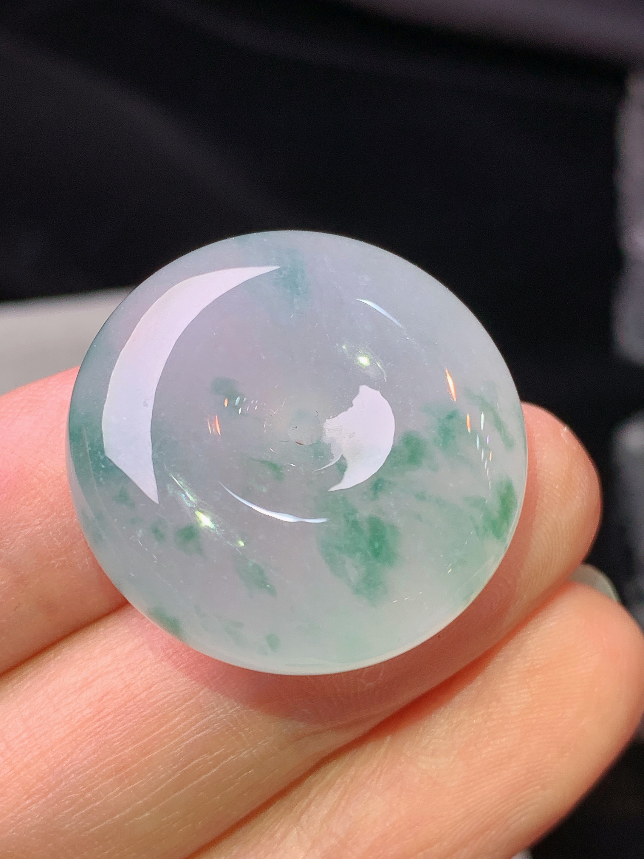 冰飘花平安扣吊坠 玉质细腻 色泽艳丽清新 水润亮眼 整体尺寸25.3*9.8m2