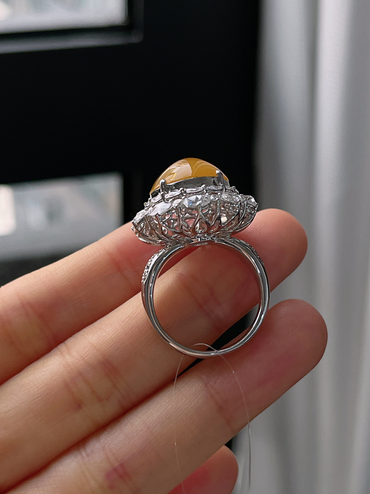 18k金 翡翠冰种黄翡戒指