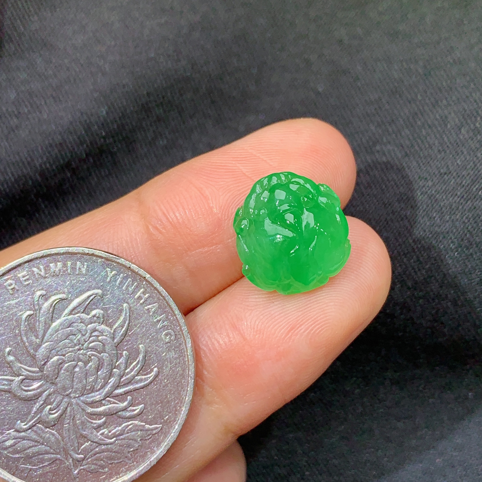 冰阳绿貔貅，镶嵌佳品，冰润色阳，种水足，Ht 尺寸12*11.1*5.9