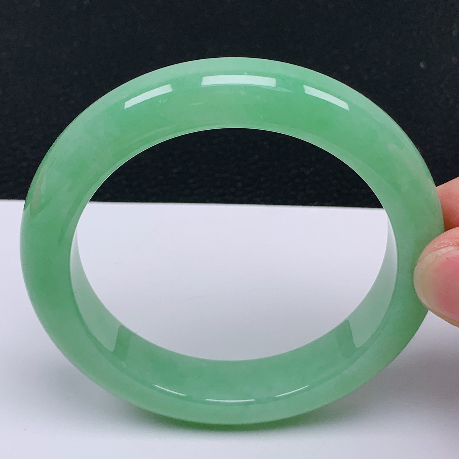 【超低价放漏】圈口55 天然翡翠老坑冰润满绿果绿色正圈手镯 尺寸55*12.6*9.2mm