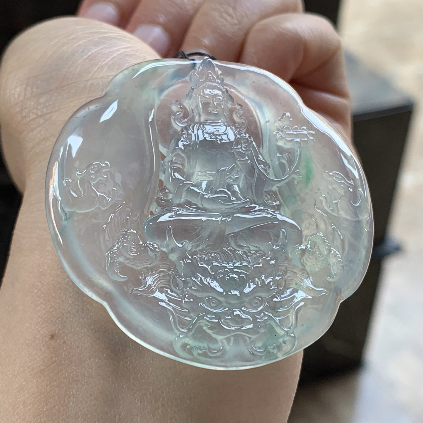 高冰飘绿乘龙观音^_^冰透 种水好