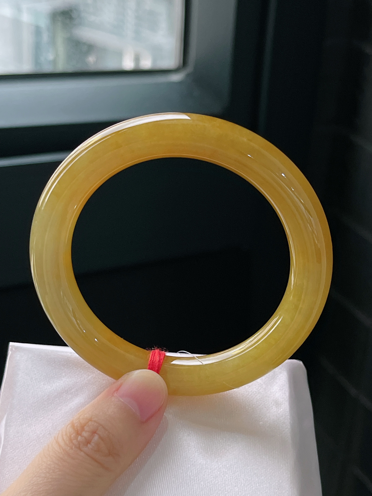 圆镯54.6圈口，冰糯种黄翡手镯