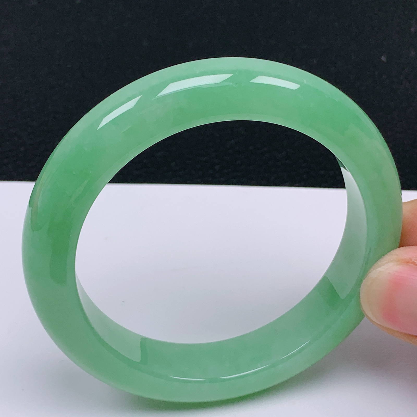 【超低价放漏】圈口55 天然翡翠老坑冰润满绿果绿色正圈手镯 尺寸55*12.6*9.2mm